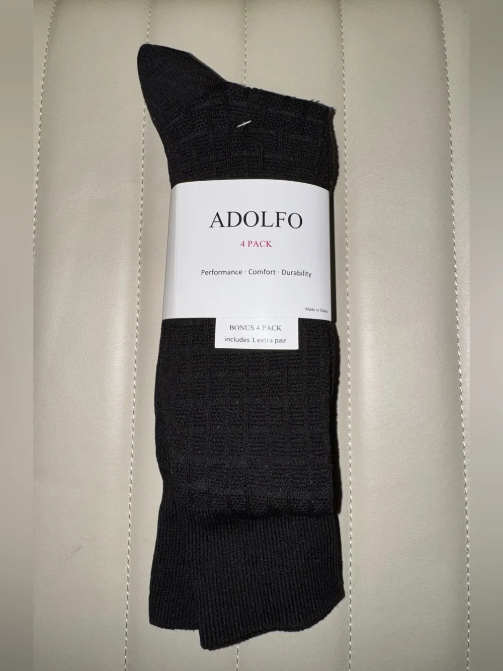 Adolfo Men's 4-Pack Black Dress Socks - Classic Rib Knit